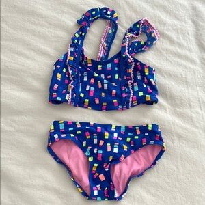 Girls Blue Confetti Two-Piece Swim Set